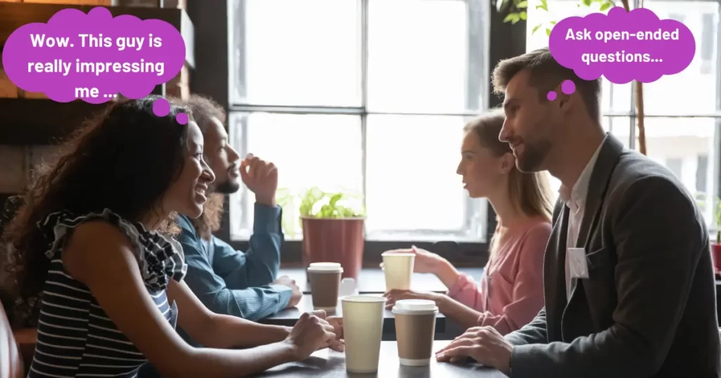 Couple speed dating with thought bubbles